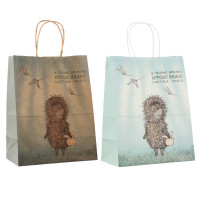 Пакет подарочный с кручеными ручками L 24х14х30см, "Ёжик в тумане", в ассортименте