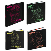 Скетчбук (альбом) 16,5х16,5см, 48л., 160г/м2, 7БЦ, кн. перепл., мат.ламин+неон, с резинкой, 4 диз.