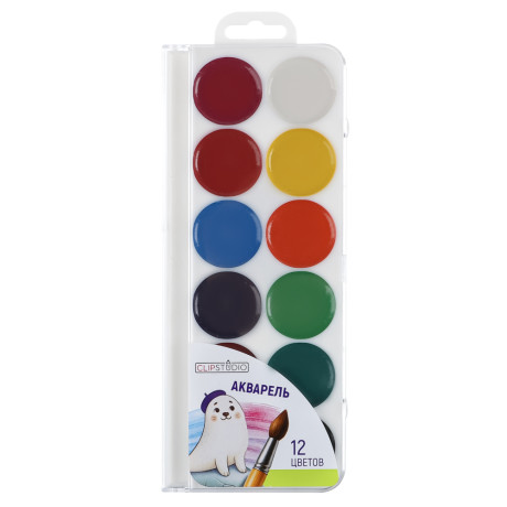 Акварель 12 цветов ClipStudio, без кисти, в пласт. уп.