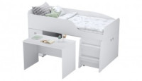 Кровать-чердак детская Polini kids Simple 4500 с рабочей зоной, белый (мест 5)
