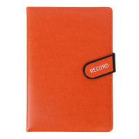 Ежедневник недатир. &quot;РЕКОРД&quot; А5, 320 стр., тв.обл.с поролоном, иск.кожа, магнит.застежка, оранжевый