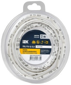 IEK термоусадка трубка ТТУ нг-LS 5/2,5 белая (2м/упак, цена за уп) ТУТ UDR12-005-D25-002-K01-T