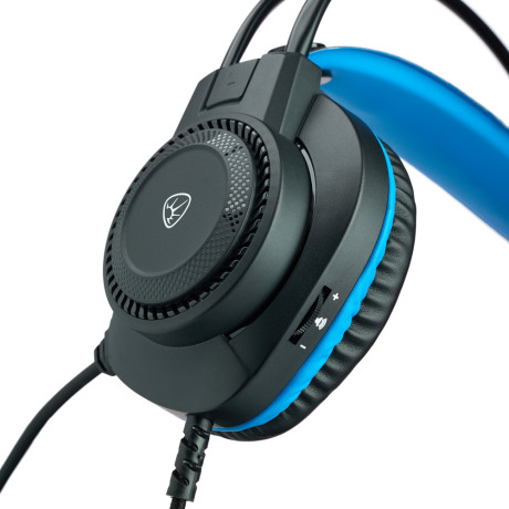 BY Наушники проводные с микрофоном игровые Сabasset 3.5мм 4pin-SPK+MIC 3,2 м, синие