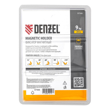 Фиксатор магнитный для сварочных работ усилие 25 LB, 30х45х60х75х90х135 град. Denzel