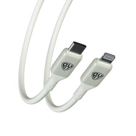 BY Кабель для зарядки Space Cable Pro Type-C - iP, 2.4А, 1м, Быстрая зарядка, штекер металл, белый