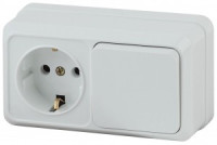 ЭРА Intro Quadro Блок ОУ роз. 1 мест, земля, керам. +выкл. 1 кл. гориз. 10(16)А белый 2-701-01 1856