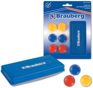 Набор для магн-марк. доски BRAUBERG (магн.стиратель, магниты 30мм-6шт. цв ассорт) на блистере,231158