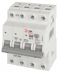 ЭРА SIMPLE дифф. автоматический выкл. АВДТ (АД-12) 3P+N 63А 30мА 4,5кА тип АС 58931
