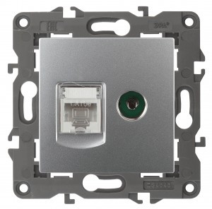 ЭРА 14 Elegance мех. роз. СУ RJ45+TV, алюминий 14-3110-03 автоклеммы 4216