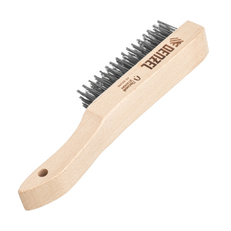 Щетка зачистная 6-и рядная, прямая проволока из нержавеющей стали с деревянной ручкой, EFP// Denzel