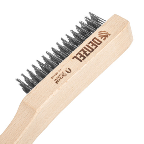 Щетка зачистная 6-и рядная, прямая проволока из нержавеющей стали с деревянной ручкой, EFP// Denzel