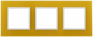 ЭРА 14 Elegance рамка СУ 3 мест.стекло, желтый+бел 14-5103-21 5466