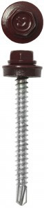 Саморезы ЗУБР "ПРОФЕССИОНАЛ" окраш., RAL 3005 темно-красн., д/ крепл. кров. матер. к дерев. обреш.,