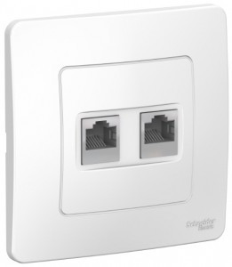 Systeme Electric BLANCA роз. комп. СУ 2 мест. бел. (пл.осн., RJ45, кат.5E) BLNIS045451 (10!)