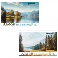 Альбом д/рисования А4, 20 л., скоба, картон, BRAUBERG, 200х283 мм, &quot;Природа&quot; (2 вида), 104871