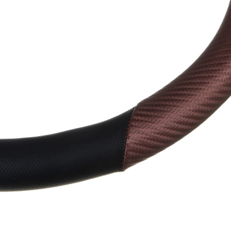 ЕРМАК Оплетка руля, Карбон - В, черная с коричневыми вставками, + красный, размер М, искусственная к