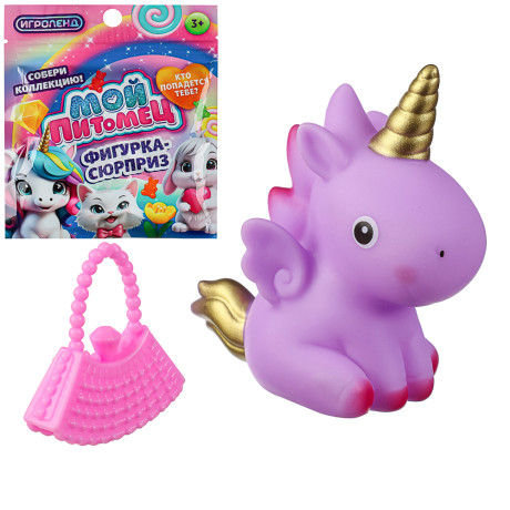 ИГРОЛЕНД Игрушка-сюрприз "Единорожек" с акс. в пакете, PVC, ABC, 14x12см