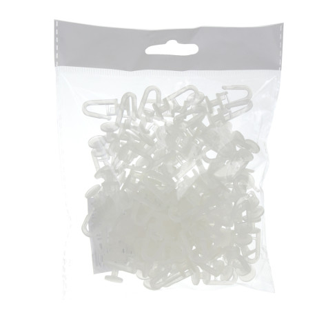 Крючки для штор, 100 шт, POM, 2.6x1.3x0.9 см/шт., цвет прозрачный