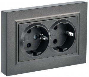 IEK BRITE роз. СУ 2 мест. земля(штор.) 16А РСш12-3-БрТБ темная бронза BR-R24-16-K45-F