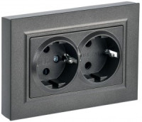 IEK BRITE роз. СУ 2 мест. земля(штор.) 16А РСш12-3-БрТБ темная бронза BR-R24-16-K45-F