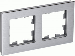 IEK BRITE Рамка СУ 2 мест. РУ-2-1-БрА металл алюм. BR-M22-M-K47