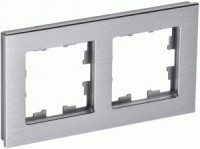 IEK BRITE Рамка СУ 2 мест. РУ-2-1-БрА металл алюм. BR-M22-M-K47