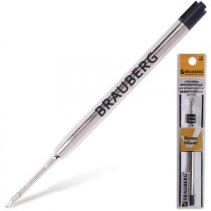 Стержень шариковый BRAUBERG, метал., 98 мм, тип PARKER, 1мм, уп. с подвесом, чер., 170200