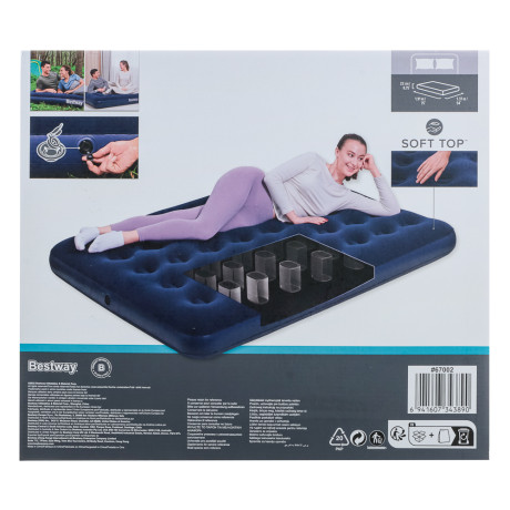 BESTWAY Матрас надувной FLOCKED AIR, 191х137х22см, до 300кг, 67002
