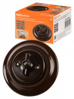 TDM Болонь Выкл СУ фарфор. поворот с ручкой (бантик) 10А корич Ретро SQ1820-0420