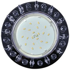 Ecola GX53 H4 5361 св-к Стекло Круг с Квадратн.прозрачн.стразами, Черный/Хром 52x120 FX53RNECB (10!)