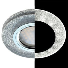 Ecola LD1650 MR16 GU5.3 св-к Стекло Круг подсветка 4K Серебяный блеск/Хром 25x95 SS1650EF (10!)