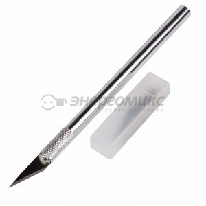 Нож с перовым лезвием 5 запасных лезвий (скальпель) Rexant, 12-4910