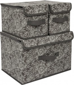 Короб для хранения, набор 38x26x24,5 и 17x26x17,2 см, мат. нетк.,19353, Grey Flower, Еврогарант
