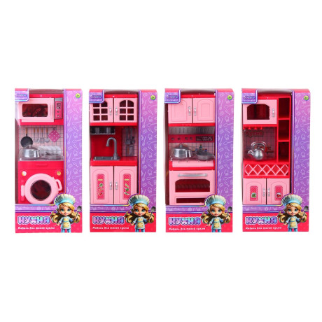 ИГРОЛЕНД Мебель для кукол, кухня с акс., ABS, PP, 11,1х5,3х23,6 см, 4 вида