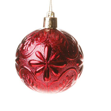 Набор елочных украшений Р27 красный Шары 24шт 6см (6шт глянец, 6шт блестки, 6шт ажур, 6шт фактур.цветы) (32)