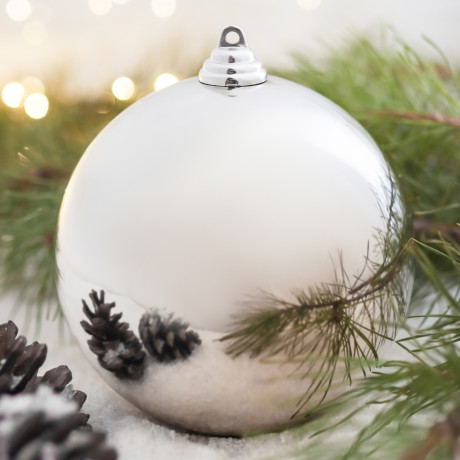 СНОУ БУМ Шар 14см пластик, серебро