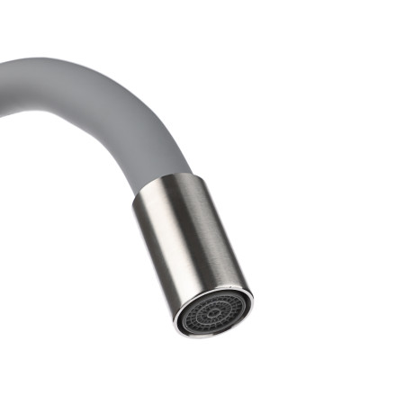 СоюзКран Смеситель для кухни, силиконовый излив, кер. кран-буксы 1/2, серый, нерж.сталь, SS01-С242