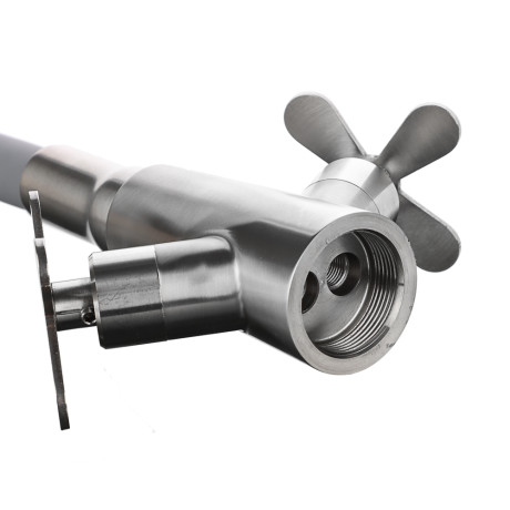 СоюзКран Смеситель для кухни, силиконовый излив, кер. кран-буксы 1/2, серый, нерж.сталь, SS01-С242