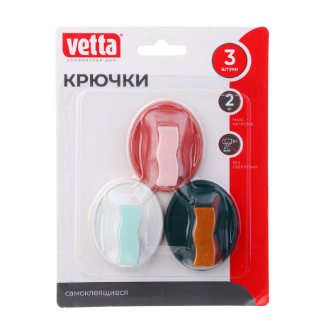 VETTA Крючки самоклеящиеся, круглые, 3шт, 4 дизайна