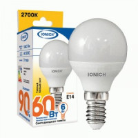 IONICH шар P45 E14 6W(540lm) 2700К 2K 45x80 матов./пластик/алюм ILED-SMD2835-P45 1546