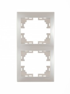 Lezard Мира рамка 2 мест. (б/вст, вертик.) перламутр (PC) 701-3000-152