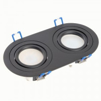 Feron св-к встр.овал 2хMR16 G5.3 черный металл поворотный 175х25 DL2812 48459