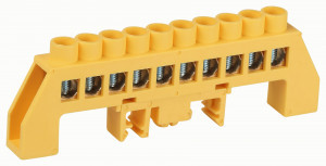 ЭРА шина PE земля ШНИ-8х12-10-Д-Желтый 10 отв в комб. изоляторе на DIN-рейку (10шт цена за шт) 62976