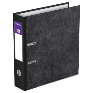 Папка-регистратор Berlingo"Standard",70мм,под мрамор,с карман.,нижний метал. кант,черная Арт.119937