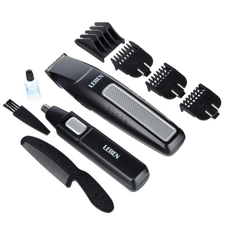 LEBEN Набор с триммером для усов бороды и носа, 4 насадки