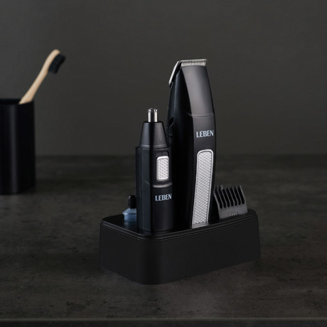 LEBEN Набор с триммером для усов бороды и носа, 4 насадки