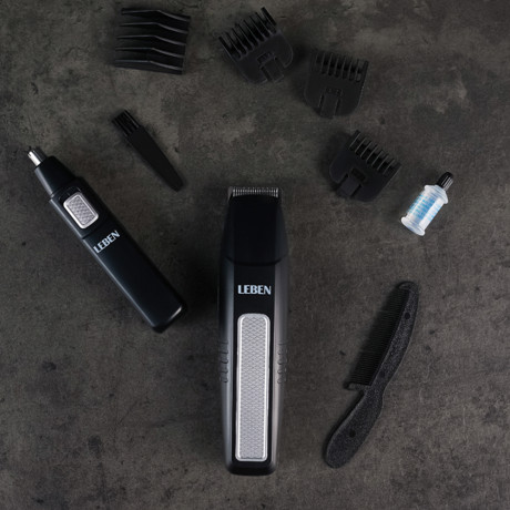 LEBEN Набор с триммером для усов бороды и носа, 4 насадки